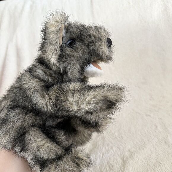 Folkmanis Small Coyote Hand Puppet Plush Gray 9” Realistic Pretend Play - Picture 5 of 7